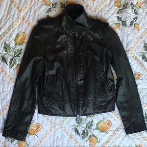 Kenneth Cole black leather moto jacket
